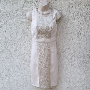 Cream Sleeveless Sheath Dress